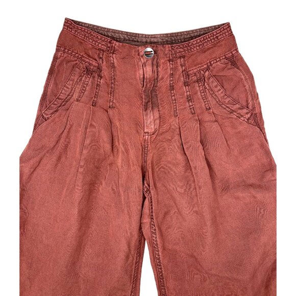 Free People Womens Lotta Love Linen Rust High-Waisted Wide-Leg Pants Size 4 - Picture 10 of 14